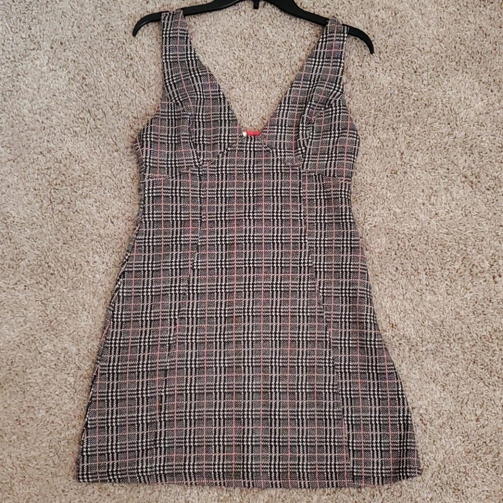 Topshop Plaid Pinafore Jumper Dress